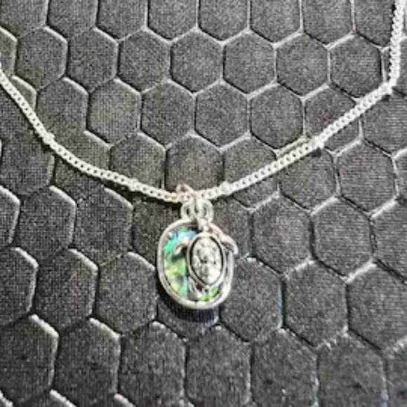 Turtle Anklet with Green Abalone Stone 18K White Gold Plated - Picture 1 of 1